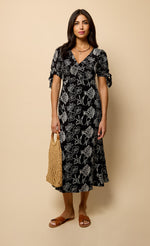 Black Embroidered  Midaxi Dress