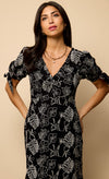 Black Embroidered  Midaxi Dress