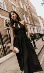 Black Halter Neck Keyhole Midaxi Dress
