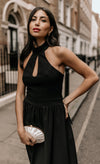 Black Halter Neck Keyhole Midaxi Dress