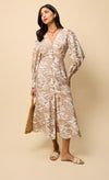 Leaf Print Midaxi Dress