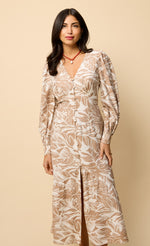 Leaf Print Midaxi Dress