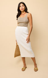 Ecru Ribbed Midaxi SkirtSkirtsTextured SkirtLittle Mistress