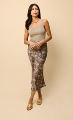 Sage Blur Print Midaxi Skirt