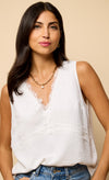 Cream Satin Lace Trim Top