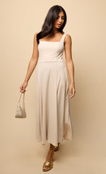 Ecru Square Neck Midaxi Dress