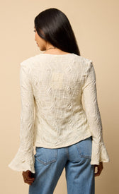 Cream Textured Tie-Up Detail TopClothing TopsTopLittle Mistress