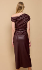 Burgundy Red PU Asymmetric Neck Midaxi Dress Vicky Pattison EDITDressesPU DressLittle Mistress