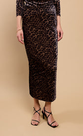 Leopard Print Velvet Midaxi Skirt by Vicky PattisonSkirtsVelvet SkirtLittle Mistress