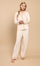 Cream Fleece Trouser Pyjama Set by Vicky PattisonPajamasPyjamasLittle Mistress