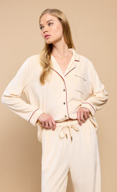 Cream Fleece Trouser Pyjama Set by Vicky PattisonPajamasPyjamasLittle Mistress