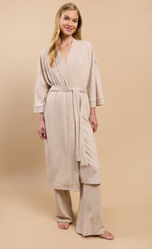 Oatmeal Ribbed Dressing Gown by Vicky PattisonRobesDressing GownLittle Mistress
