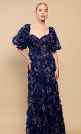 Vesper Navy Floral Print Ruffle Maxi DressDressesDressesLittle Mistress