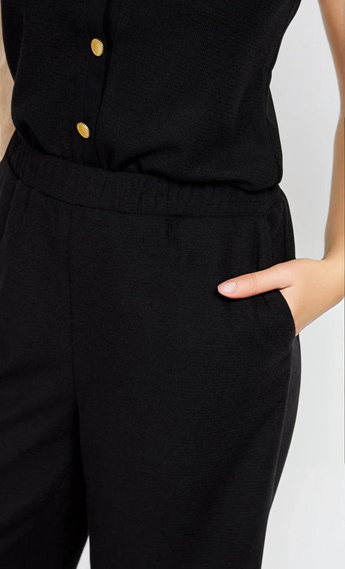 Black Knitted Button Detail Waistcoat