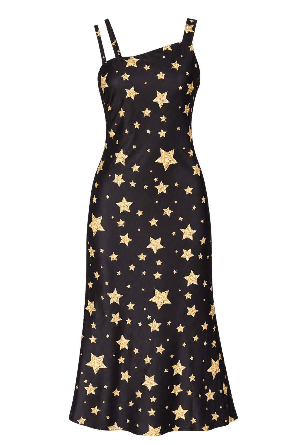 Augusta Star Print Satin Asymmetric Midaxi Dress by iSKA