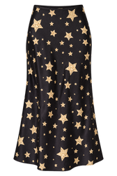 Edmonia Star Print Satin Midi Skirt by iSKA