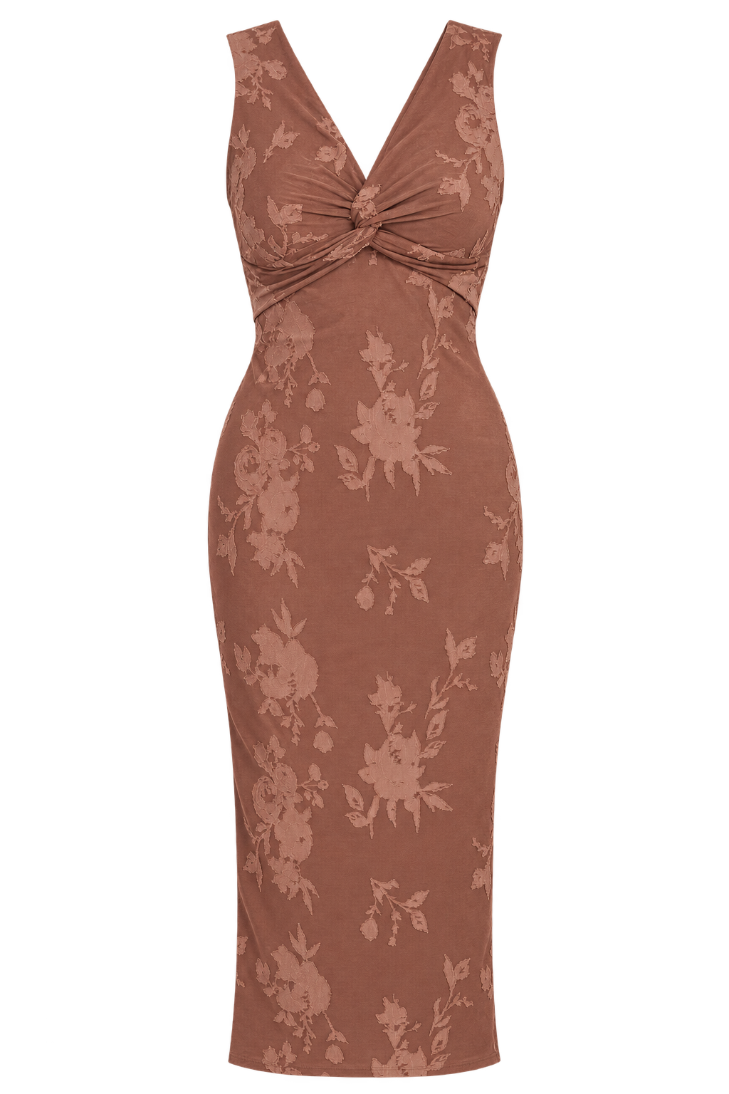 Hilda Chocolate Floral Burnout Midaxi Dress by Chloe Lewis