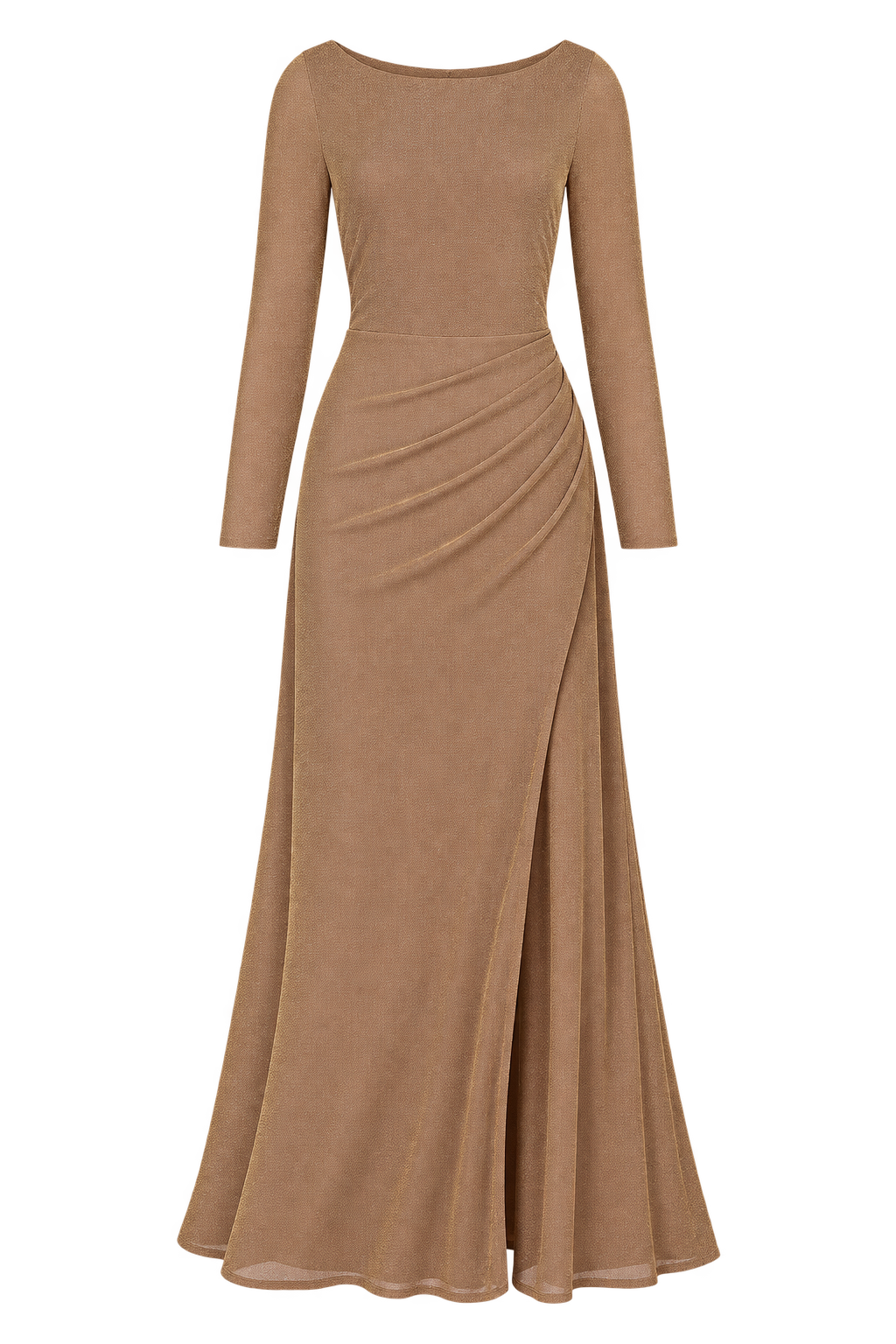 Miro Taupe Lurex Long Sleeve Maxi Dress