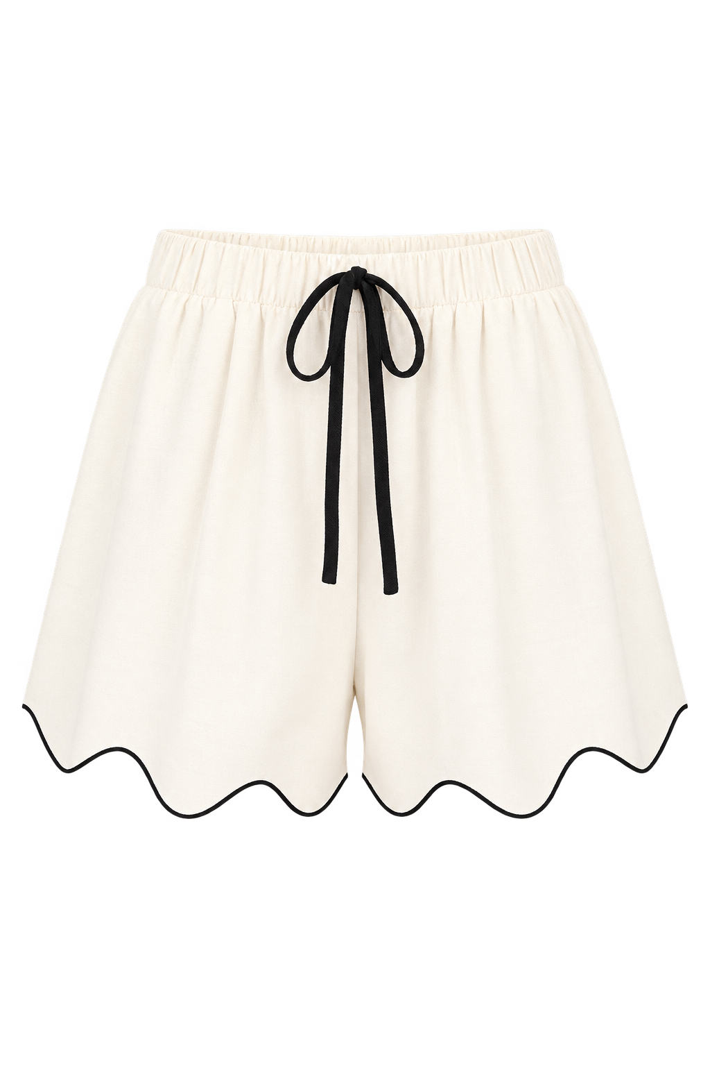 Pape Cream Scallop Shorts With Linen