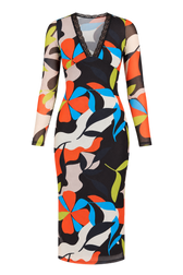 Lina Printed Mesh Midaxi Dress