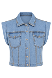 Pablo Blue Sleeveless Denim Waistcoat