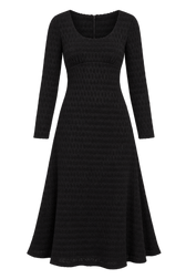 Rosalba Black Waffle Texture Midaxi Dress
