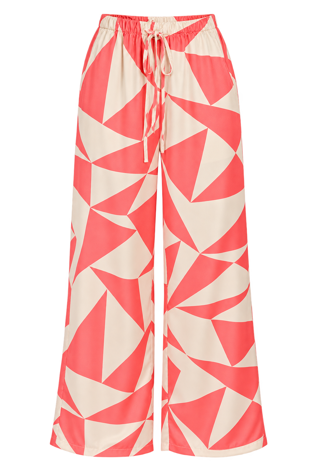 Calista Coral Geo Print Satin Trousers