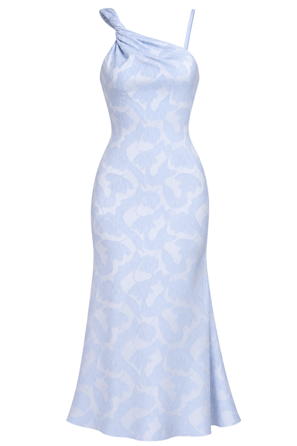 Carmen Blue Floral Satin Twist Detail Midaxi Dress by iSKA