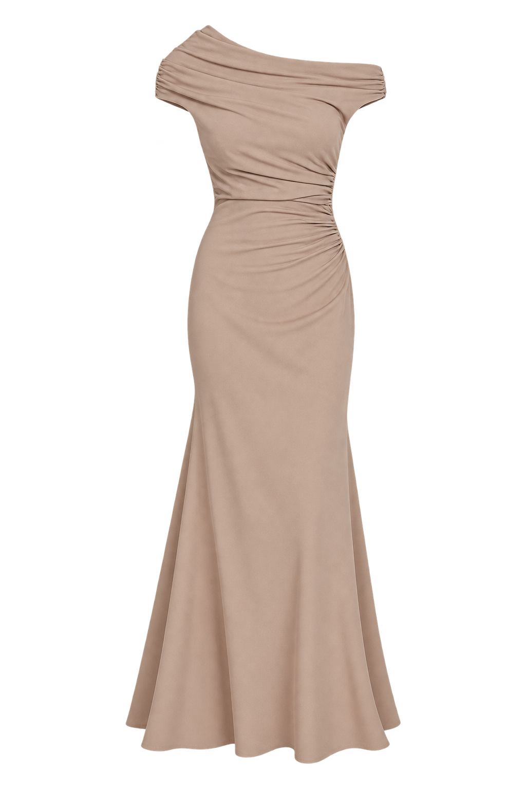 Cecile Smoke Asymetric Neckline Maxi Dress