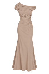 Cecile Smoke Asymetric Neckline Maxi Dress