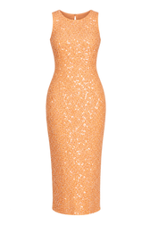 Lysia Orange Sequin Waffle Midaxi Dress