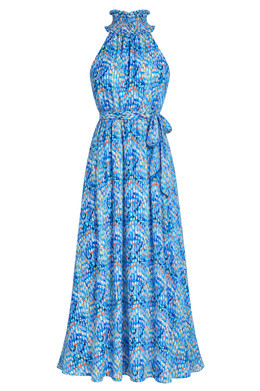 Chloe Blue Print Chiffon Maxi Dress