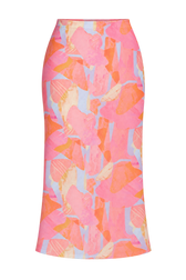 Ciara Pink Print Mesh Midaxi Skirt