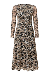Corinna Animal Print Mesh Midi Dress by Saffron and Amber