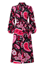 Cornelia Red Paisley Print Midi Dress by Saffron and Amber