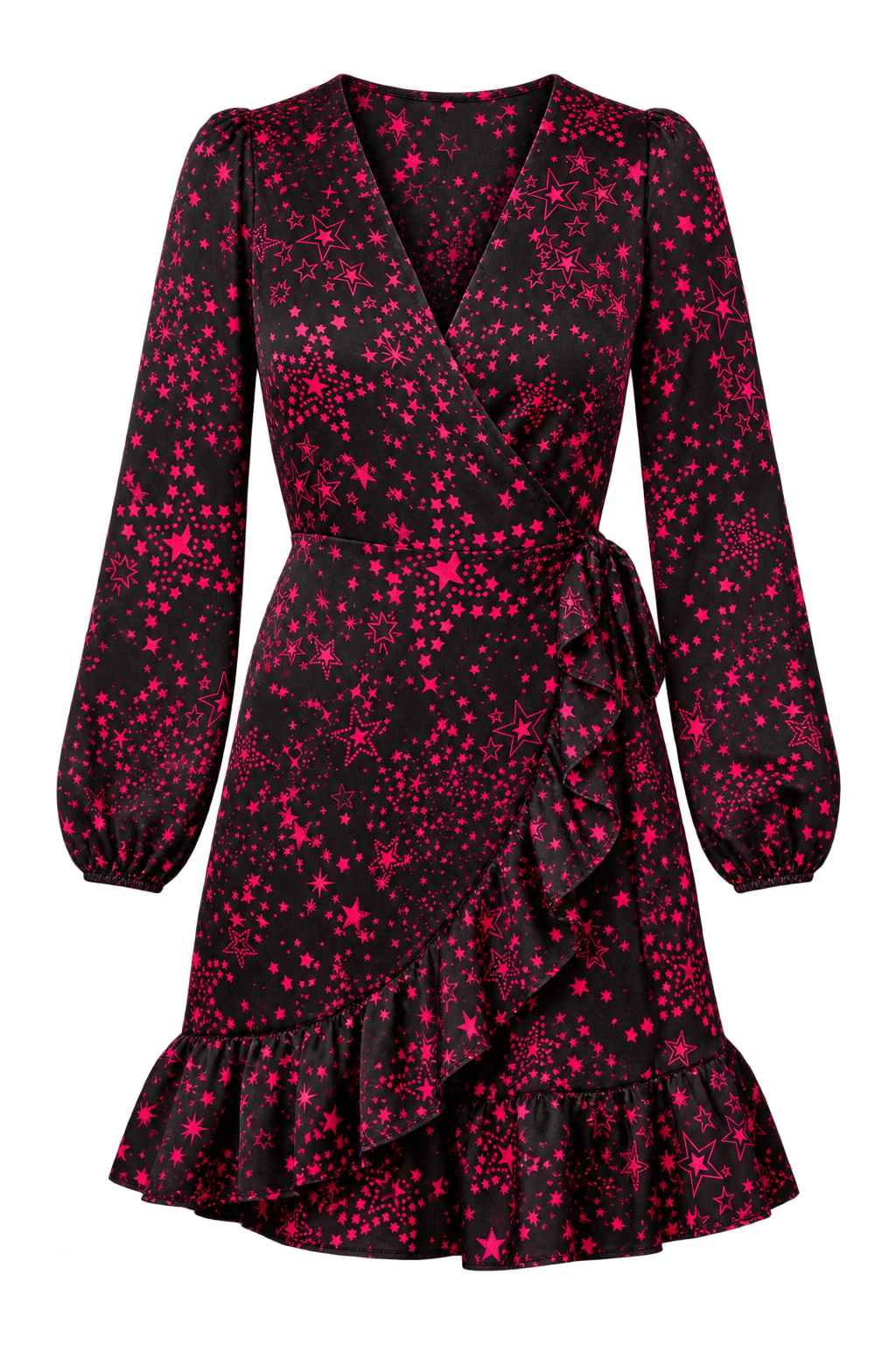 Darina Pink Star Wrap Mini Dress by Saffron and Amber