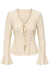 Davina Cream Textured Tie-Up Detail Top