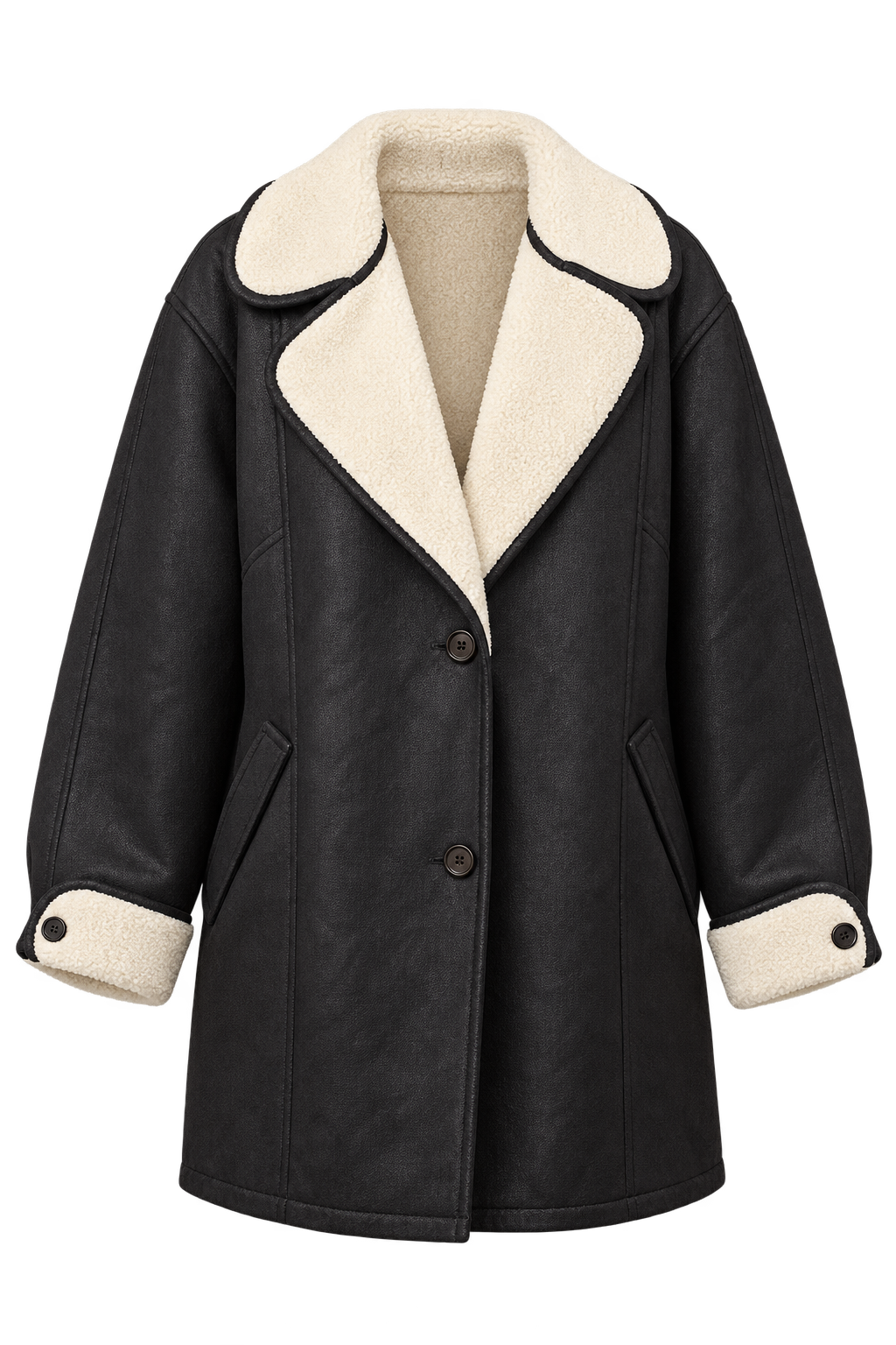 Amara Black Suede Contrast Lining Borg Jacket
