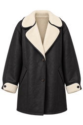Amara Black Suede Contrast Lining Borg Jacket