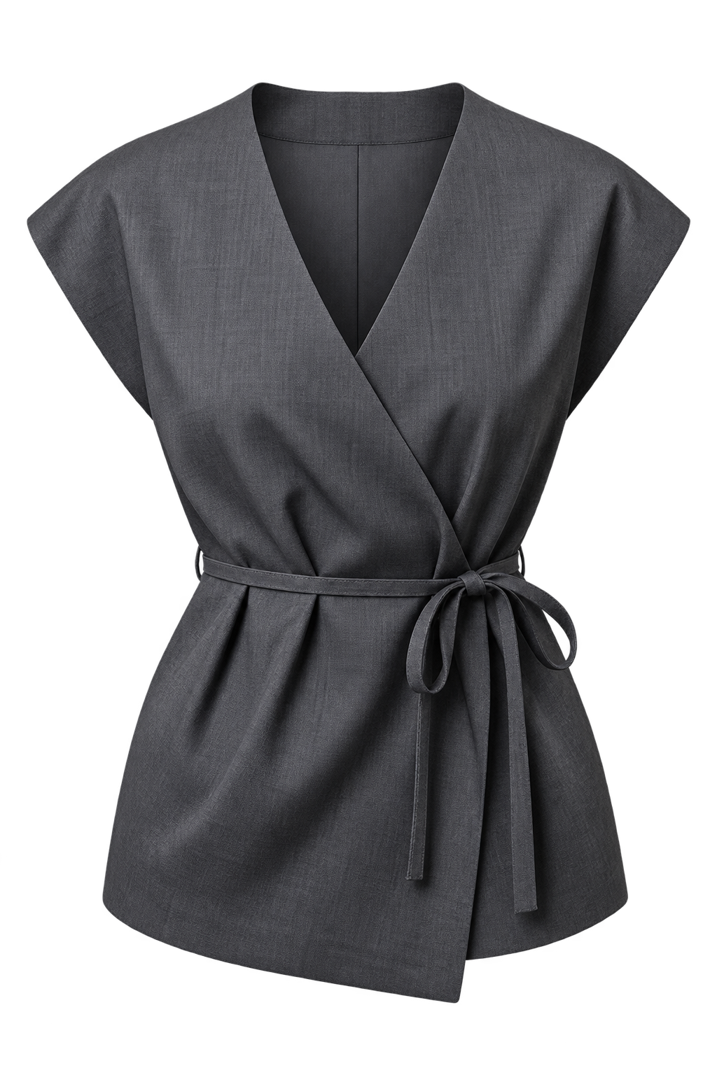 Aria Pewter Sleeveless Wrap Waistcoat