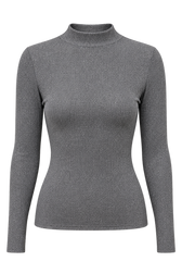 Beatrix Pewter Shimmer High Neck Top