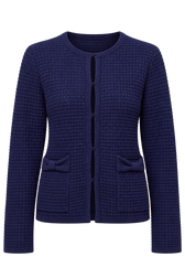 Celeste Navy Knitted Bow Pocket Detail Cardigan
