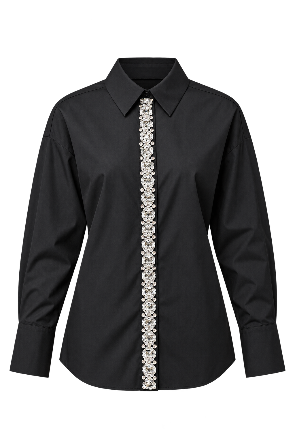 Chiara Black Embellished Trim Detail Shirt