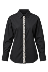 Chiara Black Embellished Trim Detail Shirt
