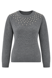 Dahlia Grey Embellished Knitted Jumper