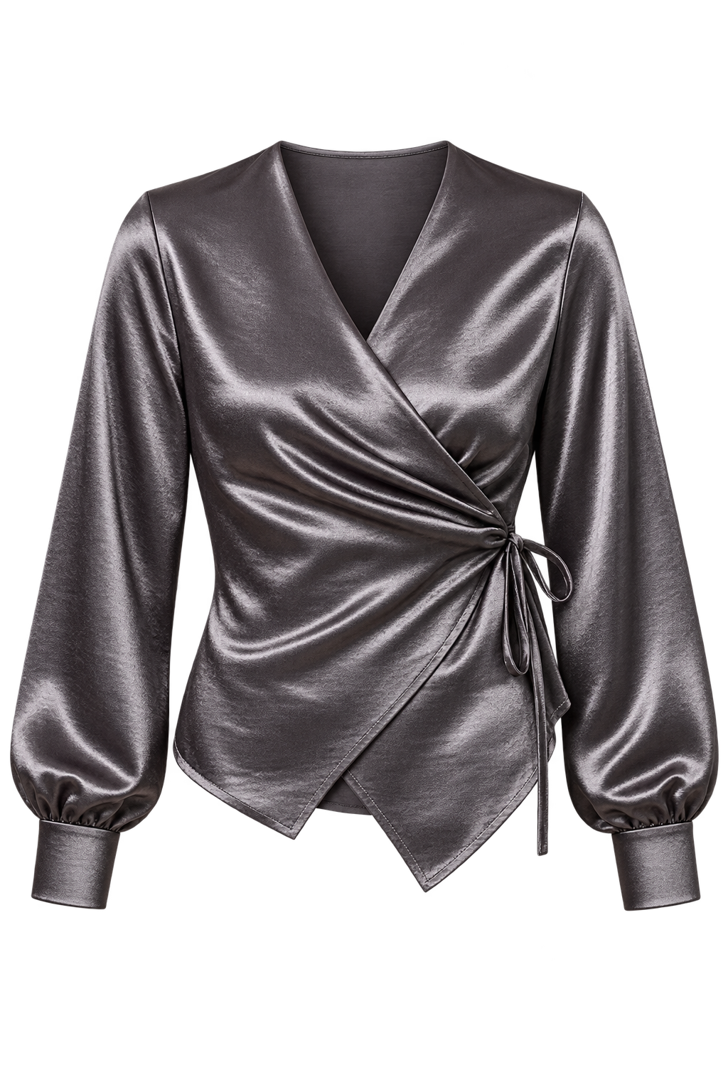 Esmé Grey Satin Wrap Top