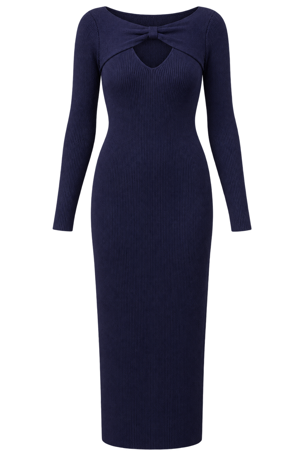 Fallon Navy Knitted Keyhole Midaxi Dress