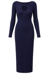 Fallon Navy Knitted Keyhole Midaxi Dress