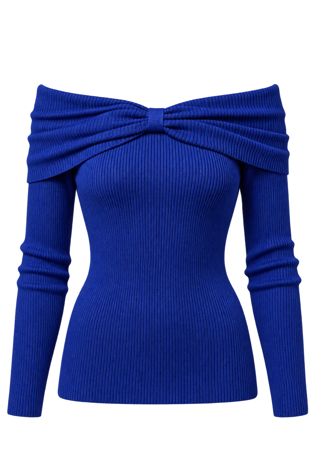 Delora Cobalt Blue Knot Detail Bardot Jumper