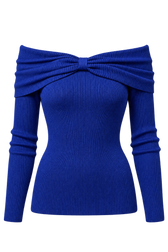Delora Cobalt Blue Knot Detail Bardot Jumper